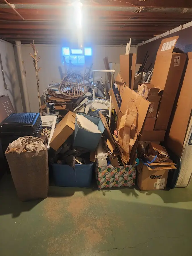 Roll-off dumpster container at job site for 4 Yard Dumpster Rental in Obetz